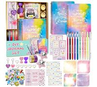 2-Pack DIY Journal Kit for Girls, Arts and Crafts Stationery Set for Girls, Girls Notebook and Pen Set, Birthday Diary Gifts, Scrapbook Supplies for Teen Girls Ages 8 9 10 11 12 13 14 Year Old