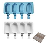 2 Pack DIY Silicone Lolly Molds, Cake Molds, Homemade Dessert Moulds with Handles for Milk, Fruit, Yoghurt, Pudding - 40 Ice Cream Sticks