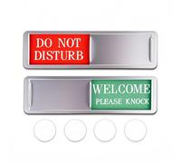 2 Pack Do Not Disturb Door Signs, Magnetic Sliding Privacy Indicator with Welcome Please Knock Message, Acrylic and Spray Painted ABS Office Door Sign, For Home Office, Meeting Room and Study