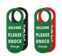 2 Pack Do Not Disturb Sign - Premium PU Leather Please Knock Door Hanger Sign, Red Double Sided Privacy Sign Easy to Hang Door Knob Sign for Office, Home, Hotel & Meeting Rooms