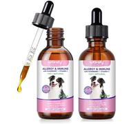 2-Pack Dog Allergy & Immunity Boost Drops 60ml x2 - Bacon Flavour Itchy Skin Relief, Liver Support, Anti-Inflammatory Supplement for All Breeds - Vet-Approved with Vitamin C, Echinacea, Turmeric