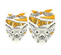 2 Pack Dog Bandana African Deer in Ethnic Tribal Pattern Girl Boy Bibs Dog Scarf Kerchief Accessories for Small Medium Large Dogs Puppy Cat Pet