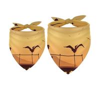 2 Pack Dog Bandana Albatross at Beach Bird Sunset Silhouette Girl Boy Bibs Dog Scarf Kerchief Accessories for Small Medium Large Dogs Puppy Cat Pet