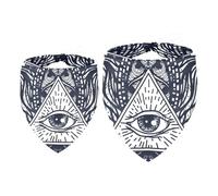 2 Pack Dog Bandana All Seeing Eye Triangle in Lotus Girl Boy Bibs Dog Scarf Kerchief Accessories for Small Medium Large Dogs Puppy Cat Pet