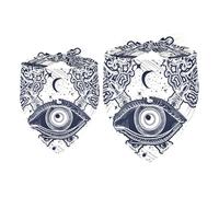 2 Pack Dog Bandana All Seeing Eye with Moon Stars Girl Boy Bibs Dog Scarf Kerchief Accessories for Small Medium Large Dogs Puppy Cat Pet