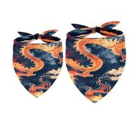 2 Pack Dog Bandana Ancient Chinese Dragon Girl Boy Bibs Dog Scarf Kerchief Accessories for Small Medium Large Dogs Puppy Cat Pet