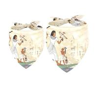 2 Pack Dog Bandana Ancient Egypt Murals Girl Boy Bibs Dog Scarf Kerchief Accessories for Small Medium Large Dogs Puppy Cat Pet