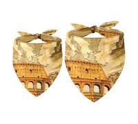 2 Pack Dog Bandana Ancient Roman Architecture Girl Boy Bibs Dog Scarf Kerchief Accessories for Small Medium Large Dogs Puppy Cat Pet