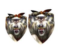 2 Pack Dog Bandana Anger Wolf with Fire Girl Boy Bibs Dog Scarf Kerchief Accessories for Small Medium Large Dogs Puppy Cat Pet