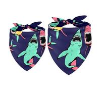 2 Pack Dog Bandana Angry Shark Sea Life Pattern Girl Boy Bibs Dog Scarf Kerchief Accessories for Small Medium Large Dogs Puppy Cat Pet
