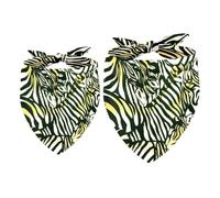 2 Pack Dog Bandana Animal Zebra Herd Yellow Black White Girl Boy Bibs Dog Scarf Kerchief Accessories for Small Medium Large Dogs Puppy Cat Pet