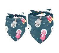2 Pack Dog Bandana Animals Astronauts of Panda Raccoon Cat and Fox Girl Boy Bibs Dog Scarf Kerchief Accessories for Small Medium Large Dogs Puppy Cat Pet