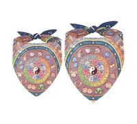2 Pack Dog Bandana Astrological Fortune Wheel Girl Boy Bibs Dog Scarf Kerchief Accessories for Small Medium Large Dogs Puppy Cat Pet