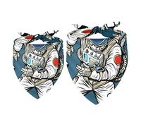 2 Pack Dog Bandana Astronaut Breaking the Wall Girl Boy Bibs Dog Scarf Kerchief Accessories for Small Medium Large Dogs Puppy Cat Pet