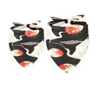 2 Pack Dog Bandana Auspicious Clouds Crane Sun Girl Boy Bibs Dog Scarf Kerchief Accessories for Small Medium Large Dogs Puppy Cat Pet