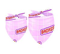 2 Pack Dog Bandana BADASS Word on Checked Plaid Girl Boy Bibs Dog Scarf Kerchief Accessories for Small Medium Large Dogs Puppy Cat Pet
