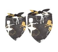 2 Pack Dog Bandana Ballet Dancing Girls Girl Boy Bibs Dog Scarf Kerchief Accessories for Small Medium Large Dogs Puppy Cat Pet