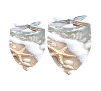 2 Pack Dog Bandana Beach Seashells Starfish Girl Boy Bibs Dog Scarf Kerchief Accessories for Small Medium Large Dogs Puppy Cat Pet