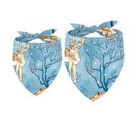2 Pack Dog Bandana Bear Deer Owl Hedgehog and Trees in the Snow Girl Boy Bibs Dog Scarf Kerchief Accessories for Small Medium Large Dogs Puppy Cat Pet