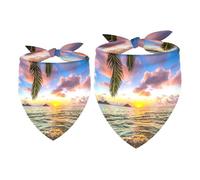 2 Pack Dog Bandana Beautiful Sea Sunrise Girl Boy Bibs Dog Scarf Kerchief Accessories for Small Medium Large Dogs Puppy Cat Pet