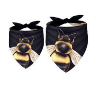 2 Pack Dog Bandana Bees on Black Girl Boy Bibs Dog Scarf Kerchief Accessories for Small Medium Large Dogs Puppy Cat Pet