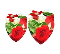 2 Pack Dog Bandana Big Red Rose Girl Boy Bibs Dog Scarf Kerchief Accessories for Small Medium Large Dogs Puppy Cat Pet