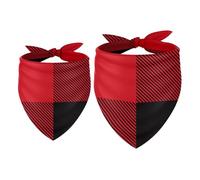2 Pack Dog Bandana Black Red Big Buffalo Plaid Pattern Classic Girl Boy Bibs Dog Scarf Kerchief Accessories for Small Medium Large Dogs Puppy Cat Pet
