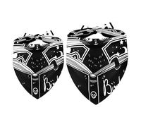 2 Pack Dog Bandana Black Witch Cat Reading Book of Spells Girl Boy Bibs Dog Scarf Kerchief Accessories for Small Medium Large Dogs Puppy Cat Pet