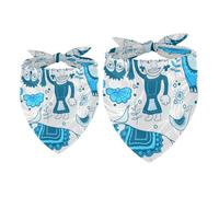 2 Pack Dog Bandana Blue Abstract Men and Cow Girl Boy Bibs Dog Scarf Kerchief Accessories for Small Medium Large Dogs Puppy Cat Pet
