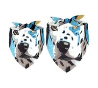 2 Pack Dog Bandana Blue Dalmatian Dog Girl Boy Bibs Dog Scarf Kerchief Accessories for Small Medium Large Dogs Puppy Cat Pet