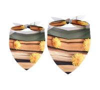 2 Pack Dog Bandana Books and Daisy on the Desk Girl Boy Bibs Dog Scarf Kerchief Accessories for Small Medium Large Dogs Puppy Cat Pet