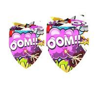 2 Pack Dog Bandana Boom Bubble Rocket Alarm Clock Gang Girl Boy Bibs Dog Scarf Kerchief Accessories for Small Medium Large Dogs Puppy Cat Pet