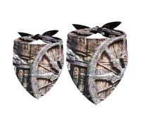 2 Pack Dog Bandana Brown Carriage Wheel Girl Boy Bibs Dog Scarf Kerchief Accessories for Small Medium Large Dogs Puppy Cat Pet