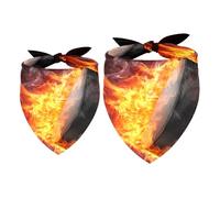 2 Pack Dog Bandana Burning Rockey Flame Girl Boy Bibs Dog Scarf Kerchief Accessories for Small Medium Large Dogs Puppy Cat Pet