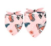 2 Pack Dog Bandana Butterfly Ladybug Insert Florals Girl Boy Bibs Dog Scarf Kerchief Accessories for Small Medium Large Dogs Puppy Cat Pet