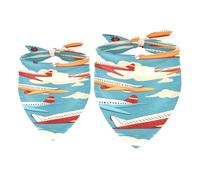 2 Pack Dog Bandana Cartoon Airplanes Pattern Girl Boy Bibs Dog Scarf Kerchief Accessories for Small Medium Large Dogs Puppy Cat Pet