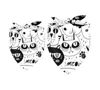 2 Pack Dog Bandana Cartoon Cat Faces Pattern Girl Boy Bibs Dog Scarf Kerchief Accessories for Small Medium Large Dogs Puppy Cat Pet