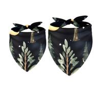 2 Pack Dog Bandana Cartoon Deer Trees Girl Boy Bibs Dog Scarf Kerchief Accessories for Small Medium Large Dogs Puppy Cat Pet