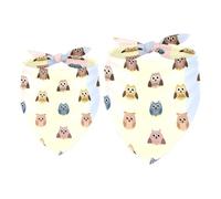 2 Pack Dog Bandana Cartoon Owls Pattern Girl Boy Bibs Dog Scarf Kerchief Accessories for Small Medium Large Dogs Puppy Cat Pet