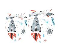 2 Pack Dog Bandana Cartoon Rockets Planets Stars Comets Girl Boy Bibs Dog Scarf Kerchief Accessories for Small Medium Large Dogs Puppy Cat Pet