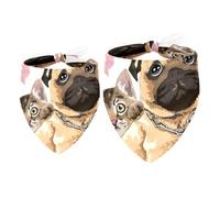 2 Pack Dog Bandana Cat Hiding Behind Pug Dog Friends Girl Boy Bibs Dog Scarf Kerchief Accessories for Small Medium Large Dogs Puppy Cat Pet