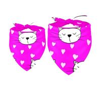 2 Pack Dog Bandana Cats and Hearts in Purple Girl Boy Bibs Dog Scarf Kerchief Accessories for Small Medium Large Dogs Puppy Cat Pet