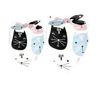 2 Pack Dog Bandana Childish Cats Faces Girl Boy Bibs Dog Scarf Kerchief Accessories for Small Medium Large Dogs Puppy Cat Pet