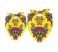 2 Pack Dog Bandana Chinese Floral Ethinc Pattern Girl Boy Bibs Dog Scarf Kerchief Accessories for Small Medium Large Dogs Puppy Cat Pet