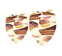 2 Pack Dog Bandana Chocolate Cakes Ice Creams Macaron Girl Boy Bibs Dog Scarf Kerchief Accessories for Small Medium Large Dogs Puppy Cat Pet
