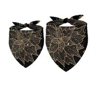 2 Pack Dog Bandana Christmas Leaves on Starry Dark Girl Boy Bibs Dog Scarf Kerchief Accessories for Small Medium Large Dogs Puppy Cat Pet