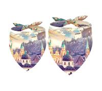 2 Pack Dog Bandana City in Alps of Mozart Landscape Girl Boy Bibs Dog Scarf Kerchief Accessories for Small Medium Large Dogs Puppy Cat Pet