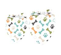 2 Pack Dog Bandana Colored Cat Paw Dog Footprint and Bones Pattern Girl Boy Bibs Dog Scarf Kerchief Accessories for Small Medium Large Dogs Puppy Cat Pet