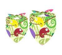 2 Pack Dog Bandana Colored Lizard on Branch Girl Boy Bibs Dog Scarf Kerchief Accessories for Small Medium Large Dogs Puppy Cat Pet