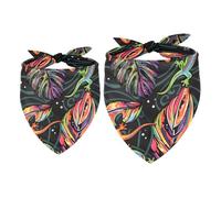 2 Pack Dog Bandana Colored Lizard with Leave Girl Boy Bibs Dog Scarf Kerchief Accessories for Small Medium Large Dogs Puppy Cat Pet